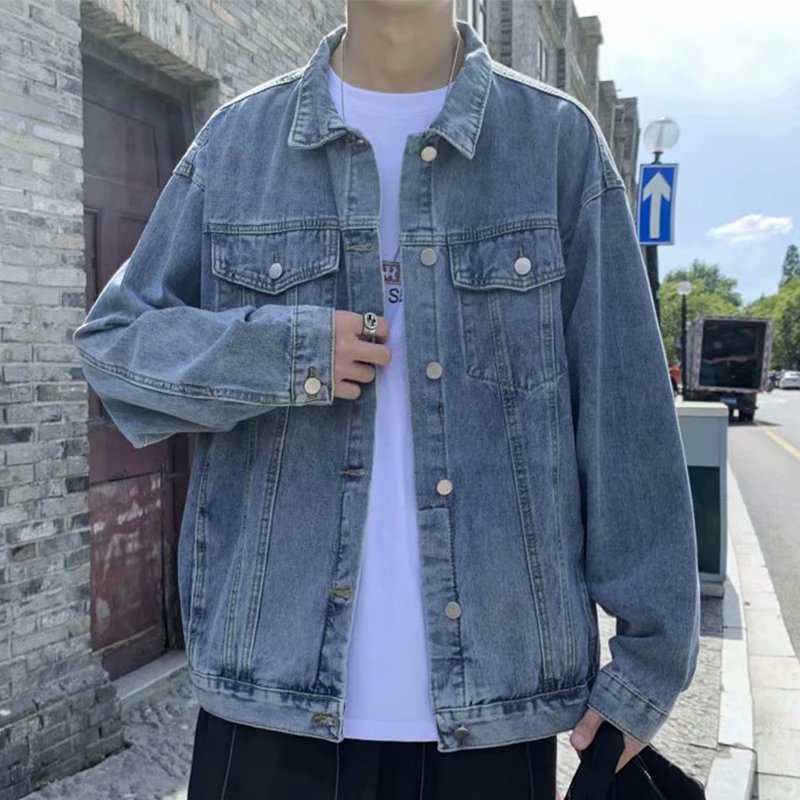 Áo Khoác Denim Dáng Rộng Phong Cách Retro Mỹ Thời Trang Xuân Hè Cho Nam Giới