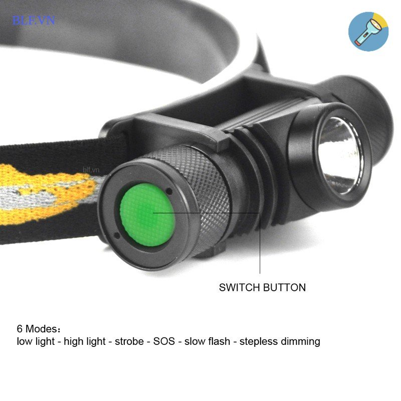 Đèn đeo trán, đầu, mẫu D10L v2 led Samsung LH351D High CRI 1000 lumen