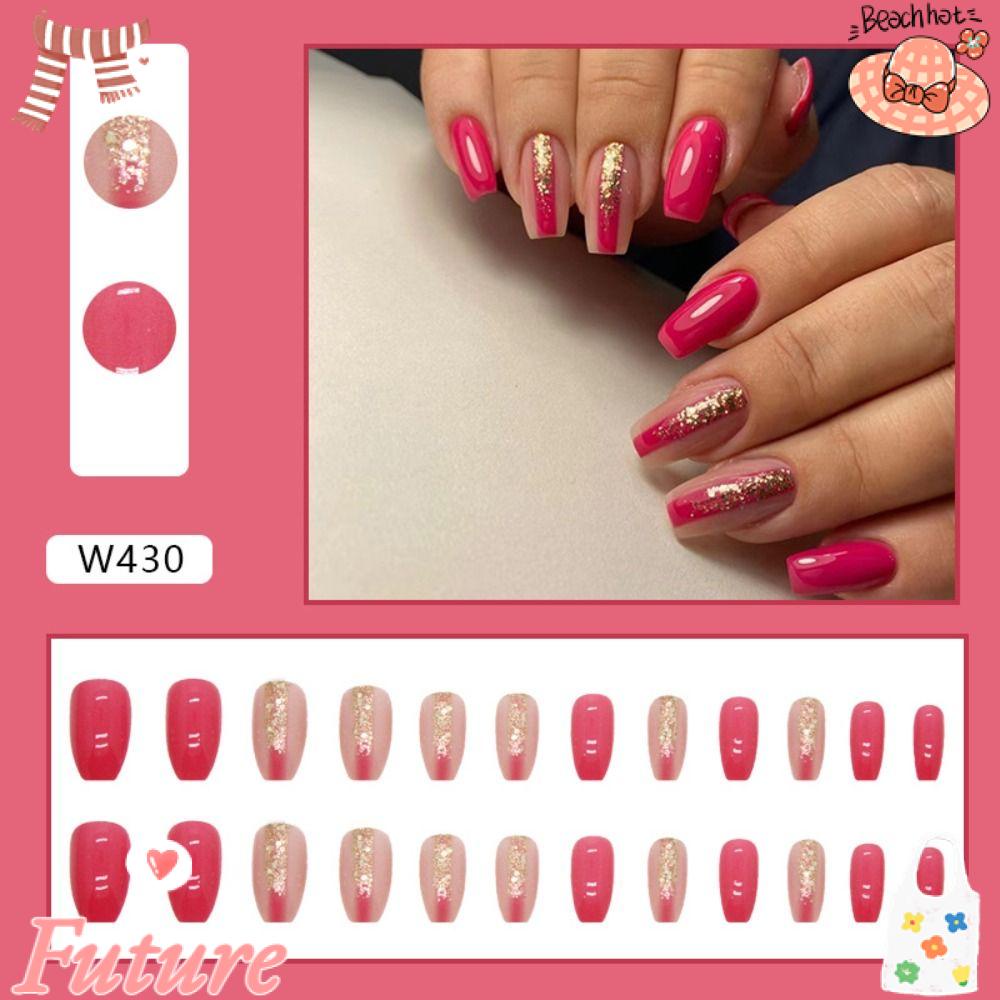 Bộ 24 Móng Tay Giả Che Phủ Toàn Diện Dùng Làm Múa Ba Lê DIY