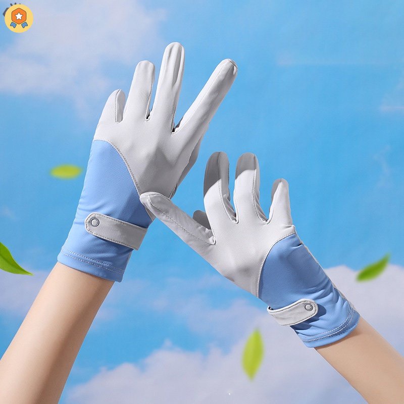 Găng Tay Chống Nắng Bằng Lụa Lạnh Mỏng Nhanh Khô Thoáng Khí Chống Trượt Có Thể Lộ Ngón Tay Khi Lái Xe Cho Nữ