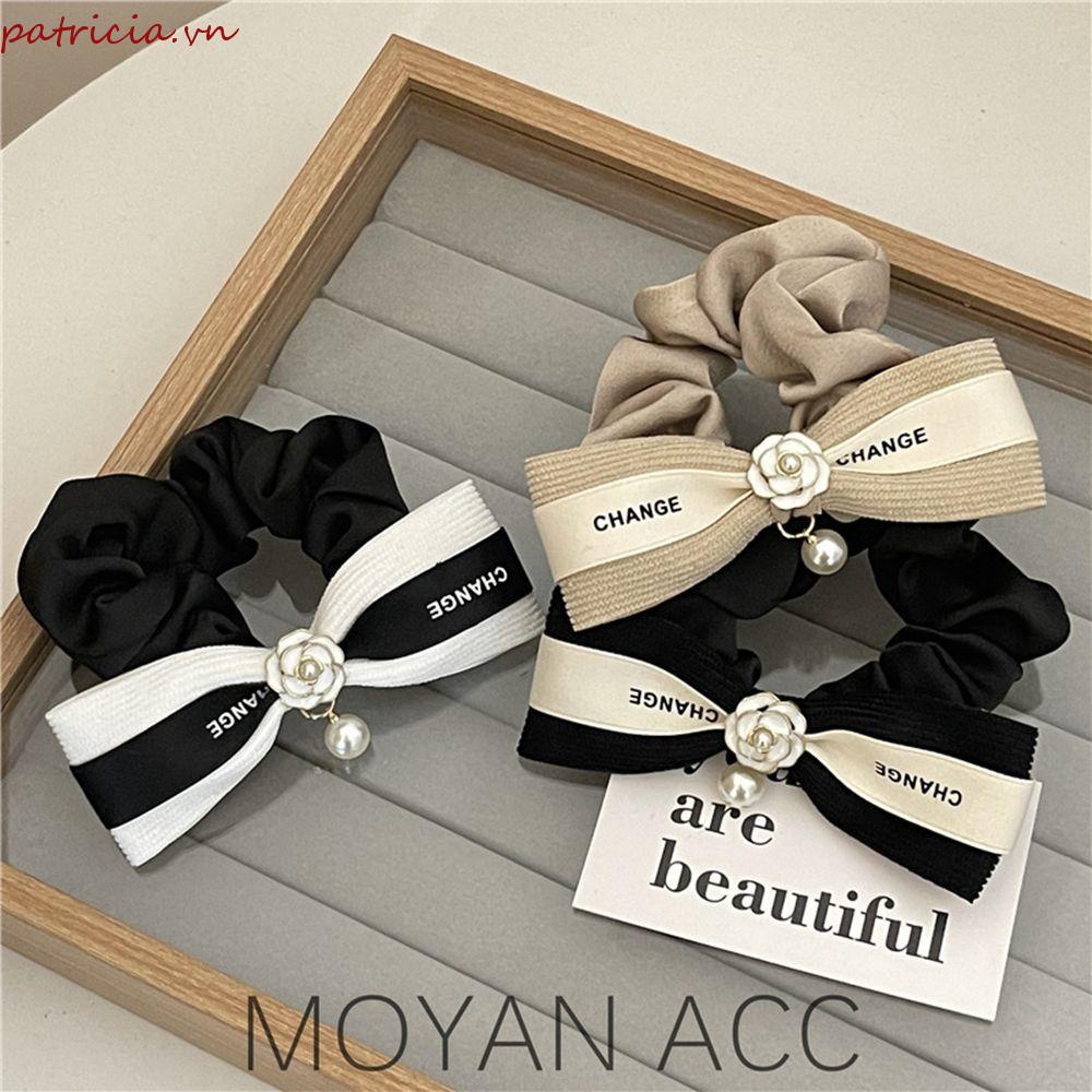 Kẹp Tóc Đính Nơ Nhỏ In Họa Tiết Hoa Trà / Chữ Cái Phong Cách Ngọt Ngào Xinh Xắn Cho Nữ