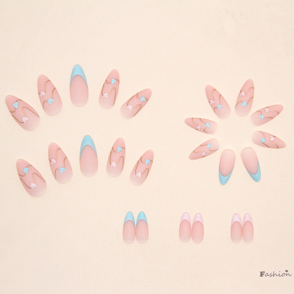 Móng Tay Giả Họa Tiết Trái Tim Màu Đục Chống Trầy Không Độc Hại An Toàn