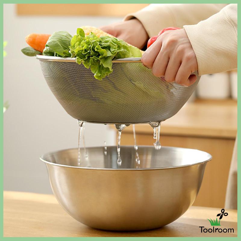 Set 2 Tô Đựng Trái Cây Bằng Thép Không Gỉ 304 Cao Cấp