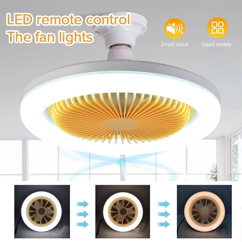 Quạt Trần Vô Hình Có Đèn LED E27 Không Ồn Cho Phòng Ngủ / Nhà Bếp / Ban Công