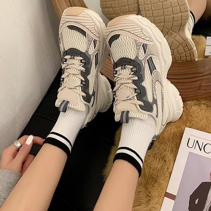 CHZK phiên bản Hàn Quốc mới 5cm đế dày lưới thoáng khí giày thể thao nữ