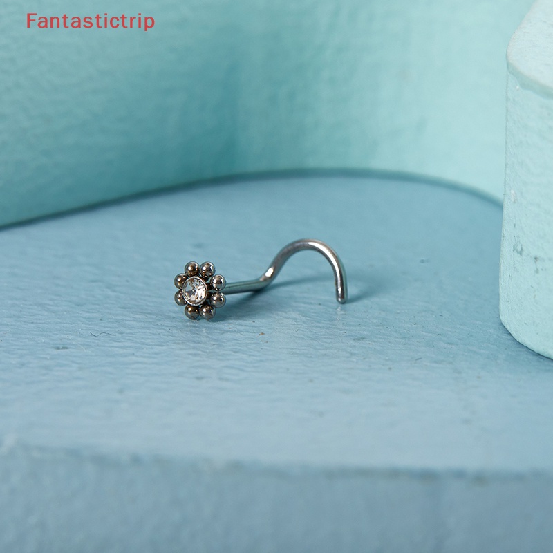 Khuyên Mũi Inox Trong Suốt Hình Bông Hoa Dễ Thương Cho Nữ