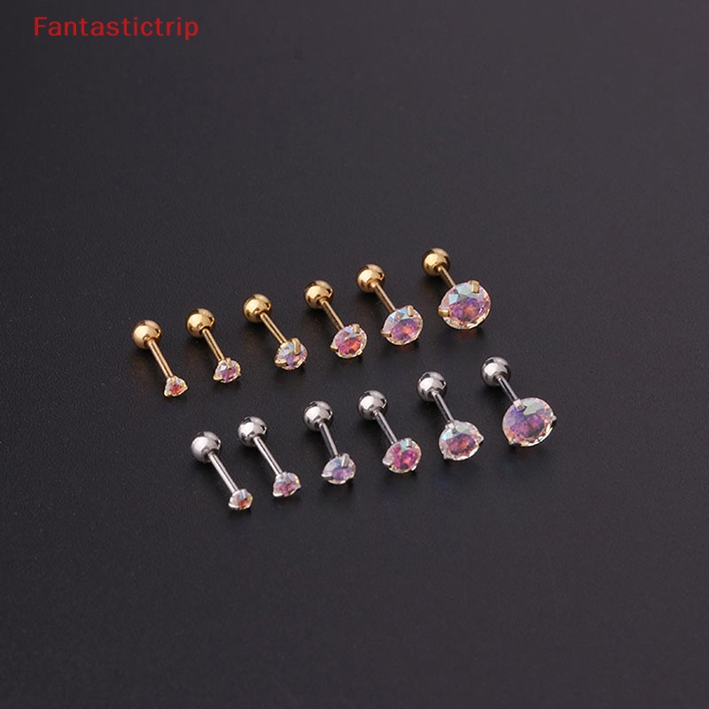1 Khuyên Tai Xoắn Ốc Đính Đá Zircon Nhiều Màu Mới