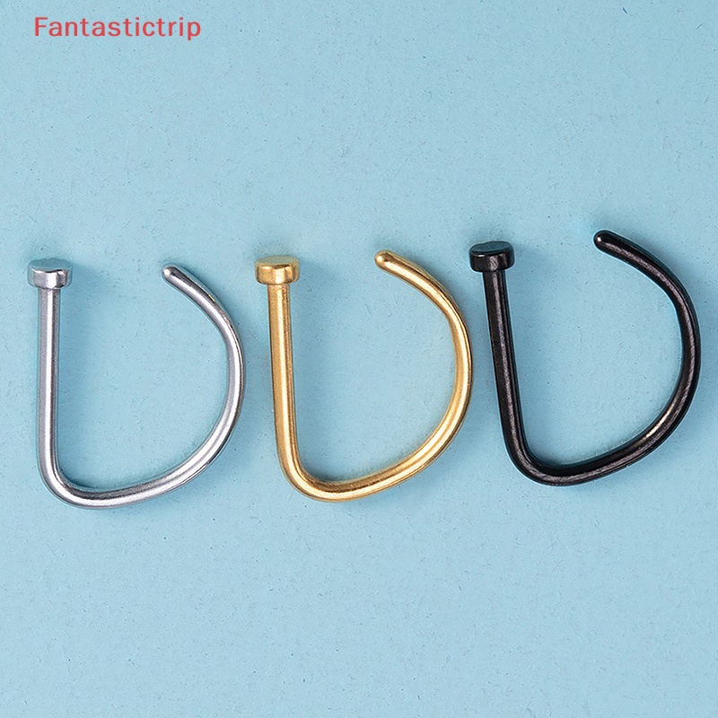 Set 3 Khuyên Mũi 18G Hình Chữ D Bằng Thép Không Gỉ Dành Cho Nữ Mới