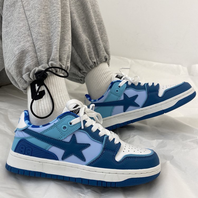 Giày Trượt Ván ins Hình Ngôi Sao Xanh Dương Màu Sắc Chống Va Chạm Luyện Tập ins Cho Nữ Sinh