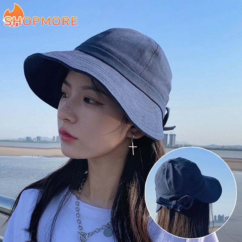 Mũ Vành Rộng Màu Trơn Chống Nắng / Tia UV Điều Chỉnh Được Thắt Nơ Thời Trang Cho Nữ