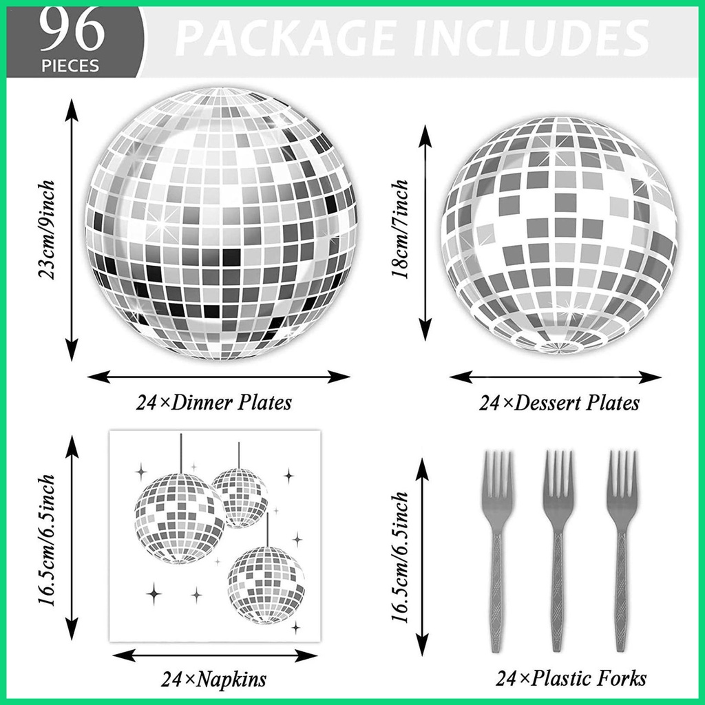 Set 96 Đĩa Ăn Trang Trí Tiệc Disco jiwvn jiwvn