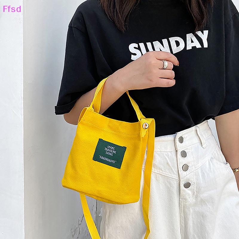 {Ffsd} Túi Đeo Vai Canvas Sức Chứa Lớn In Chữ Thời Trang Cho Nữ * Bán Chạy