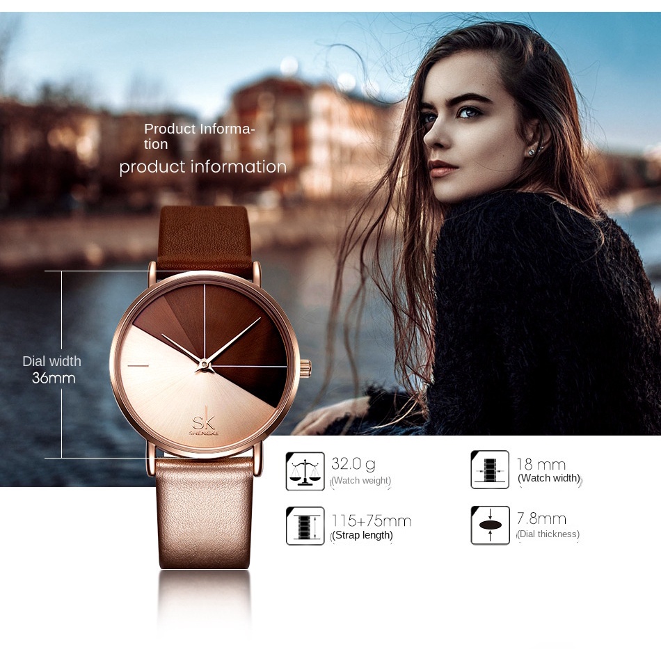 Đồng Hồ Đeo Tay Hai Màu Sắc Tương Phản Đơn Giản Sáng Tạo Cho Nữ