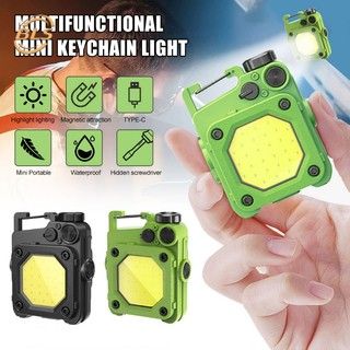 Móc khóa đèn pin led cob mini 6 chế độ siêu sáng kèm sạc usb tiện dụng