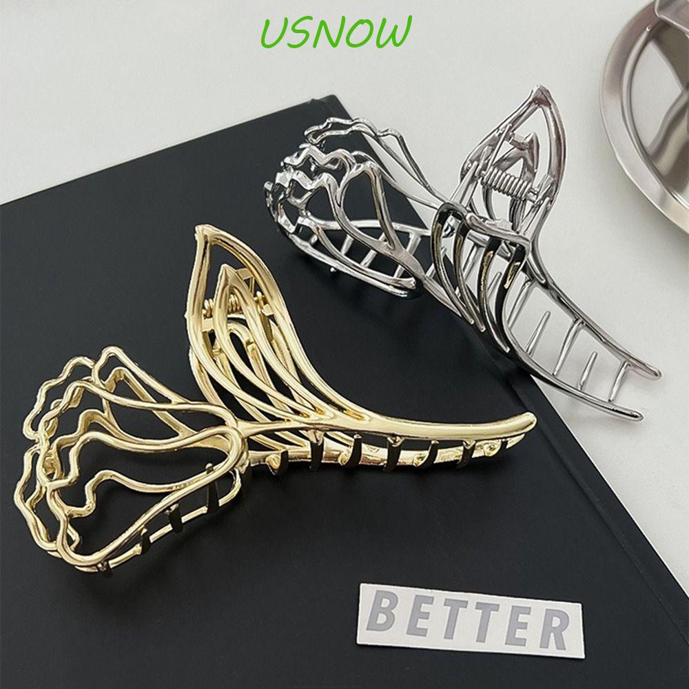 Kẹp Tóc Hình Hoa Hồng / Cá Mập Bằng Kim Loại Kiểu Dáng Hình Học Thanh Lịch Cho Nữ