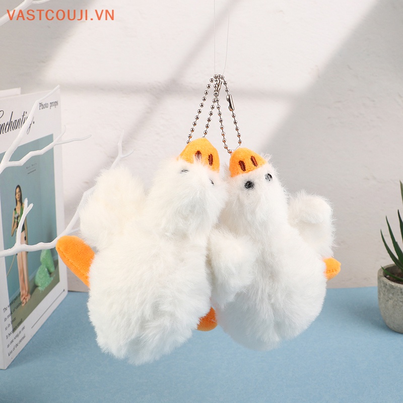 Móc Khóa Hình Ngỗng Nhồi Bông Màu Trắng Đáng Yêu