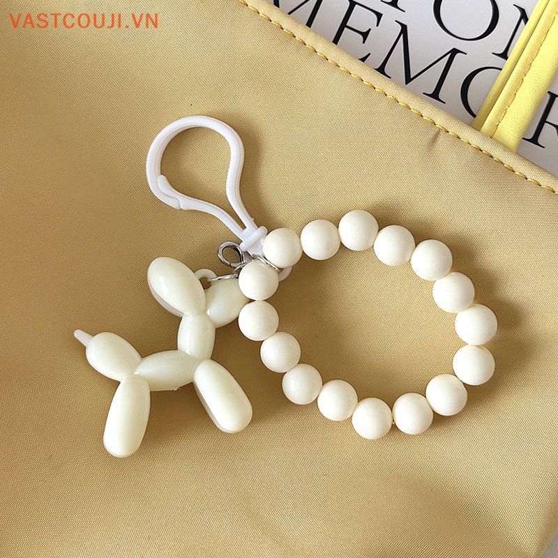 1 Móc Khóa Hình Chú Chó Và Bong Bóng Ngọc Trai Dễ Thương