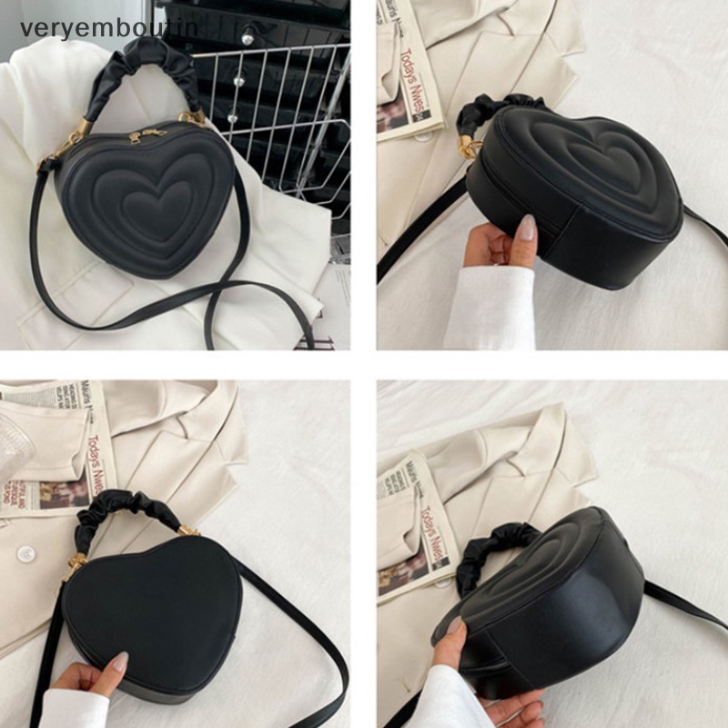 Túi Đeo Chéo Vai Bằng Da PU Họa Tiết Trái Tim Thời Trang Sành Điệu Cho Nữ