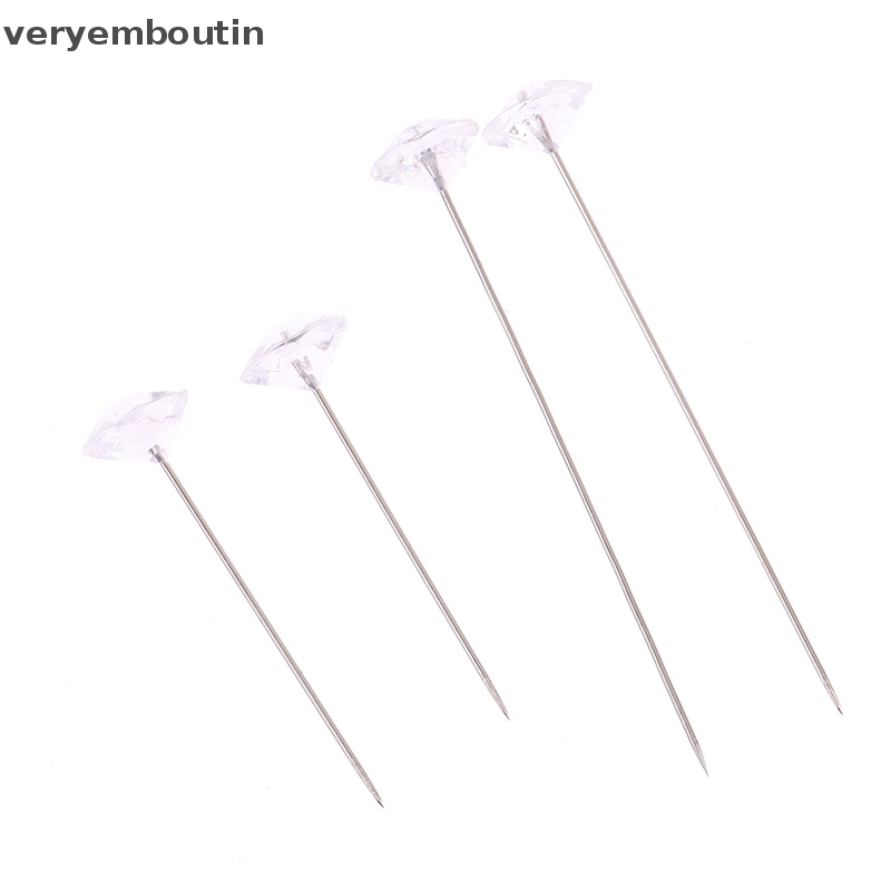 1 Hộp 50 Ghim Cài Áo Trong Suốt Bằng Hợp Kim DIY Hình Kim Cương