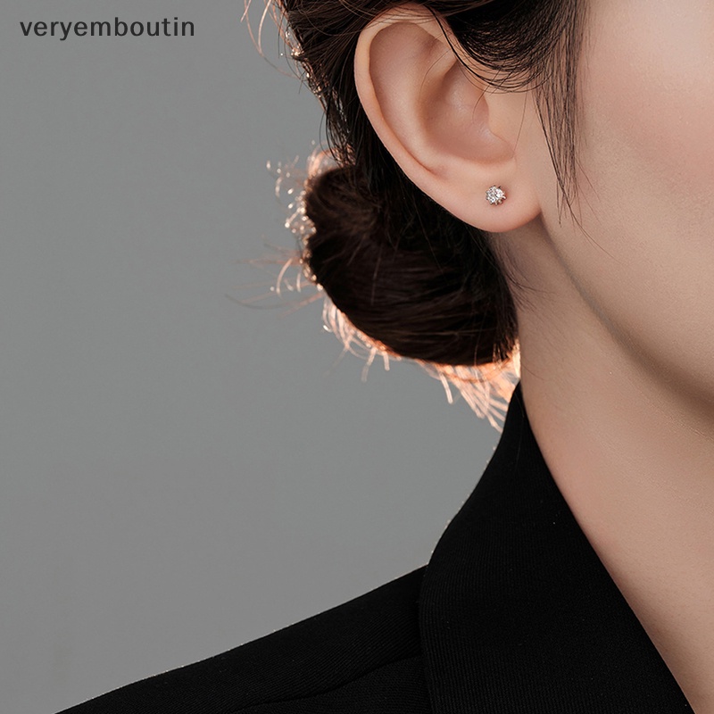 1 Đôi Bông Tai Đính Đá Zircon 5mm Thời Trang Dành Cho Nữ