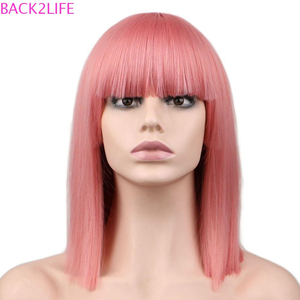 BACK2LIFE Bộ Tóc Giả Kiểu Bob Thẳng Màu Đen Hóa Trang Nhân Vật Anime Chất Lượng Cao