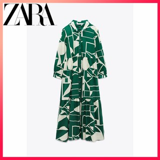 Zara đầm dài in họa tiết thời trang cho nữ