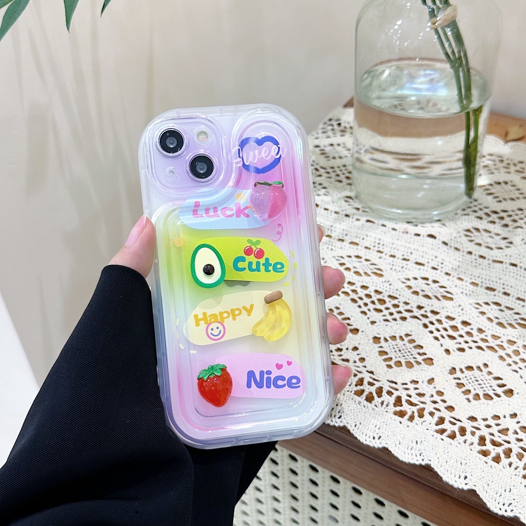 Ốp Điện Thoại Tpu Dẻo Họa Tiết Dâu Tây / Chuối Có Túi Khí Chống Sốc Cho iPhone 14 Plus 13 12 11 Pro Max