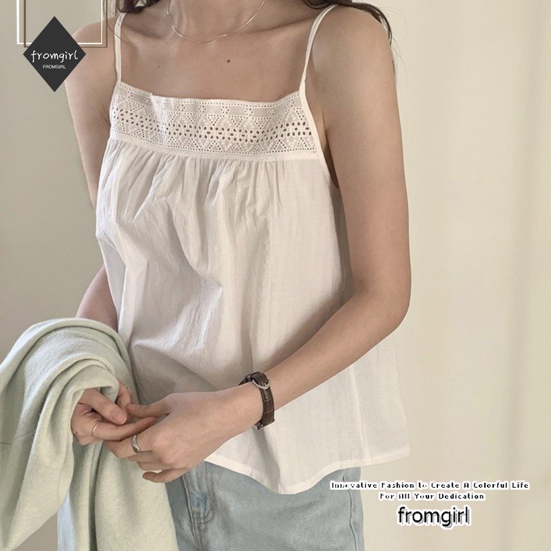 Áo Sát Nách Phối Ren Hoa Thiết Kế Dáng Rộng