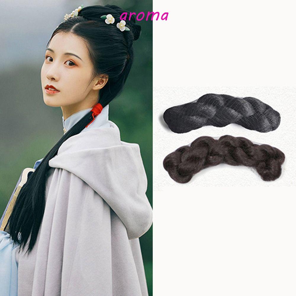Tóc Giả Thắt Bím Bằng Sợi Tổng Hợp Màu Nâu Phong Cách Trung Hoa Cổ Điển Dễ Thương Dành Cho Nữ