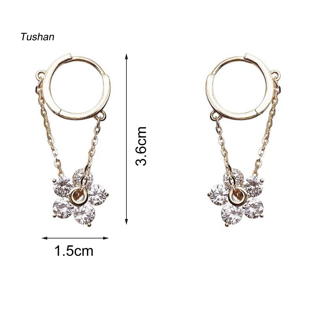 1 Đôi Bông Tai Xỏ Lỗ Hình Bông Hoa Màu Vàng