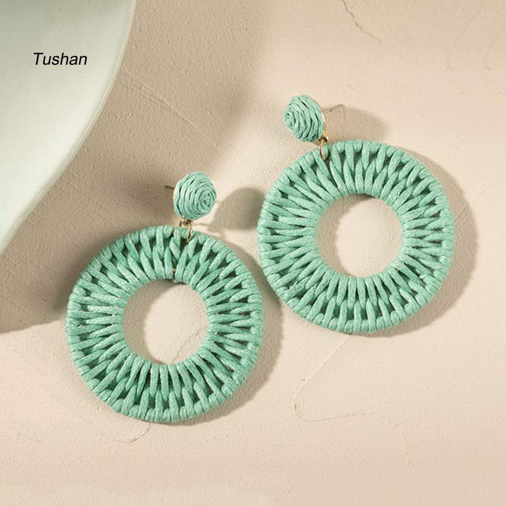 1 Đôi Bông Tai Tròn Màu Sắc Tươi Sáng Thời Trang Đi Biển Cho Nữ