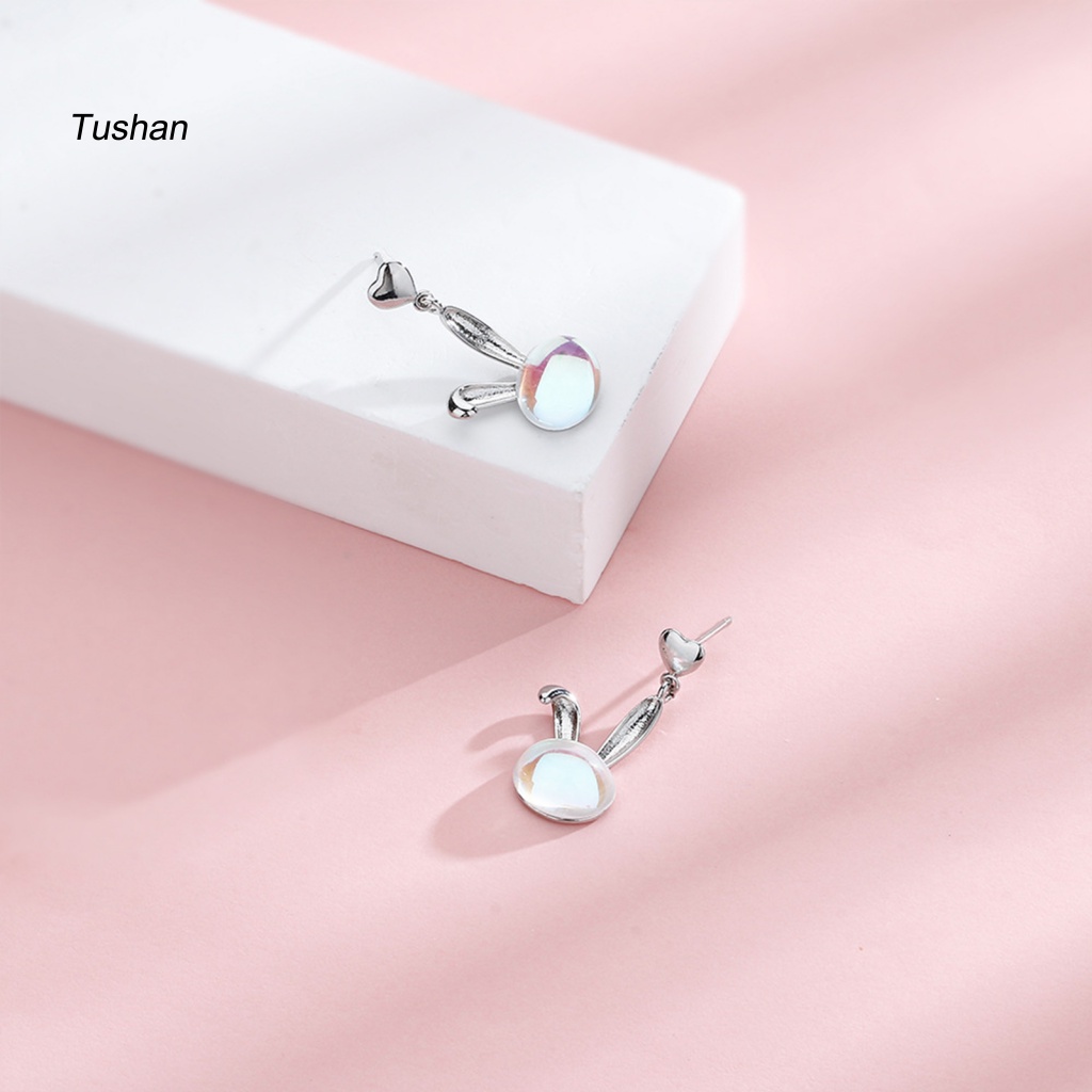 1 Khuyên Tai Dạng Hạt Mặt Trăng / Trái Tim / Đá Mặt Trăng Nhân Tạo Bằng Đồng Trọng Lượng Nhẹ Chống Rỉ Sét