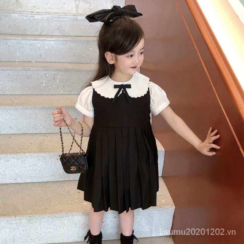 Đầm Công Chúa Giả Hai Mảnh Phong Cách Preppy Nhật Bản Mới Cho Bé Gái