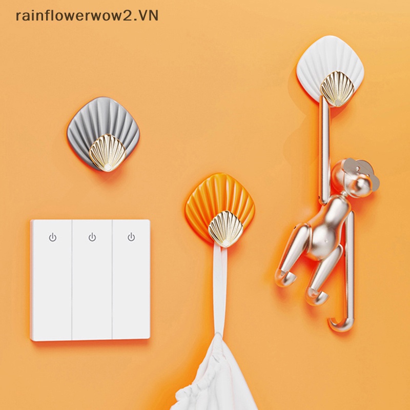 Set 4 Móc Treo Đồ Hình Vỏ Sò Dán Tường Không Cần Khoan Chắc Chắn