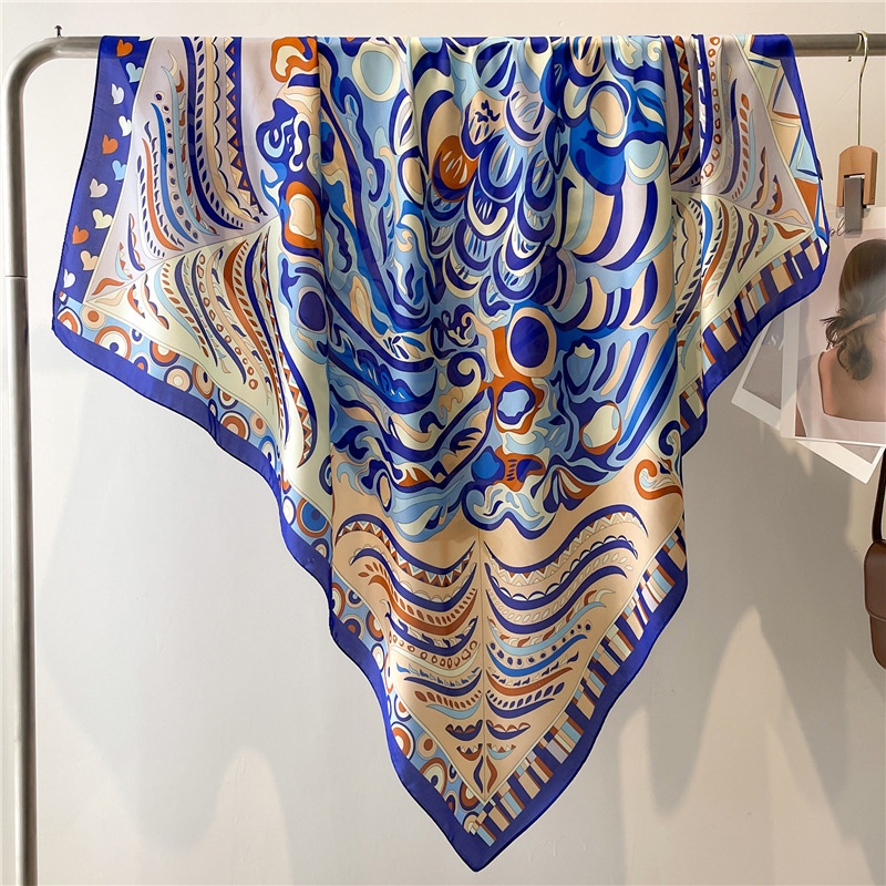 Khăn Quàng Cổ Hình Vuông 110cm Chất Liệu Lụa Satin Phong Cách Cổ Điển Cho Nữ