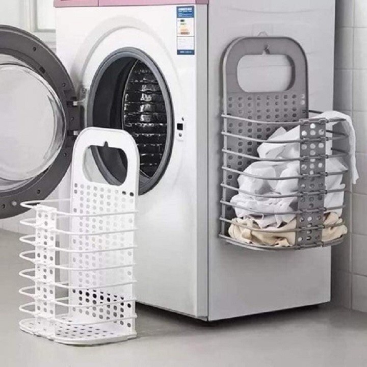 Giỏ gấp gọn treo đồ cài cạnh máy giặt tiện lợi  - Thingkids