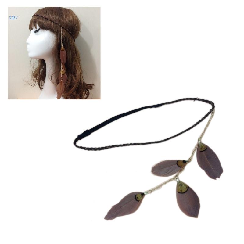 Băng Đô Cài Tóc Đính Lông Vũ Tua Rua Bắt Mắt Cho Lễ Hội