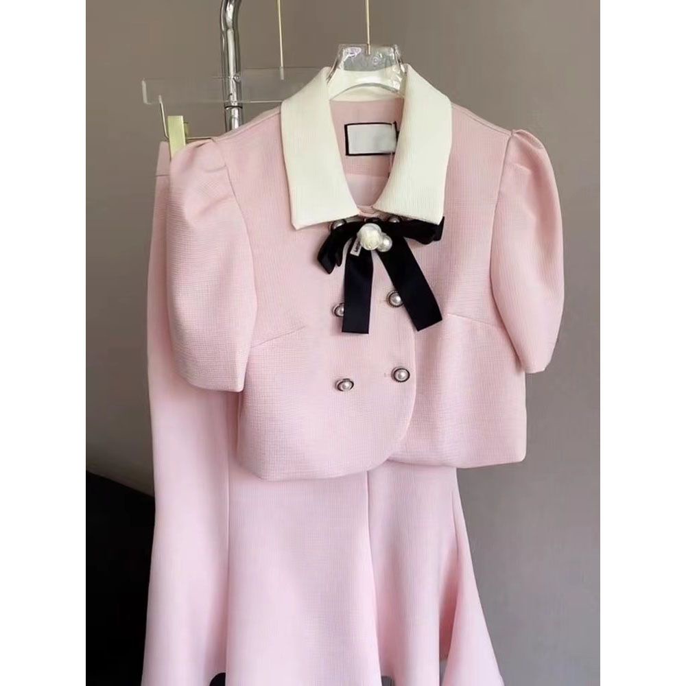 Set Áo Váy Màu Hồng Nhạt Cao Cấp Sang Trọng Cho Nữ