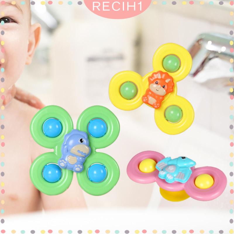 [Recih] Bộ 3 Đồ Chơi Xoay Có Cốc Hút Cho Kỹ Năng Động Cơ Tốt