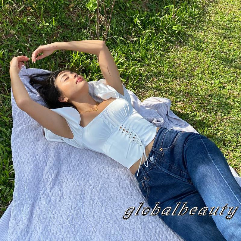 Áo Thun Tay Phồng Hở Rốn Màu Trơn Thời Trang Dành Cho Nữ