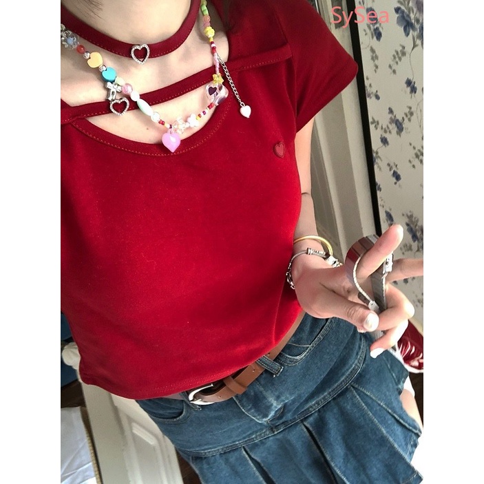 Áo Sơ Mi Dopamine Trái Tim Đa Năng Quyến Rũ Thời Trang Mùa Hè Cho Nữ