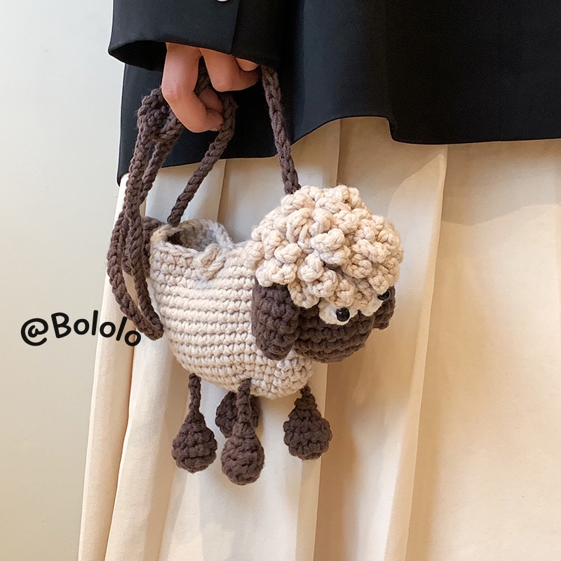 Bololo Túi Đeo Vai Đan Len Thủ Công Họa Tiết Hoạt Hình Dễ Thương Cho Bé