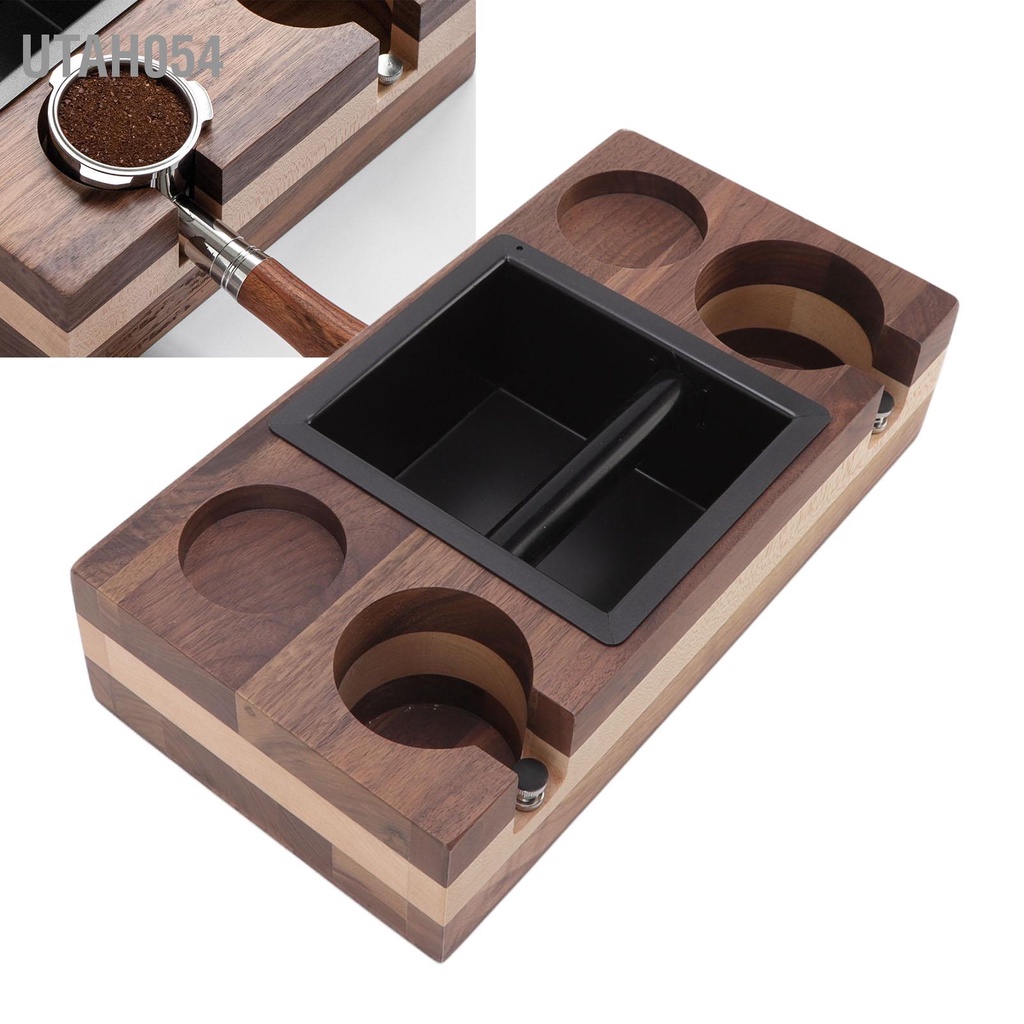 Utah054 Cà Phê Gõ Hộp Nhà Gỗ Nối Lọc Tamper Giá Đỡ Xỉ Bảo Quản