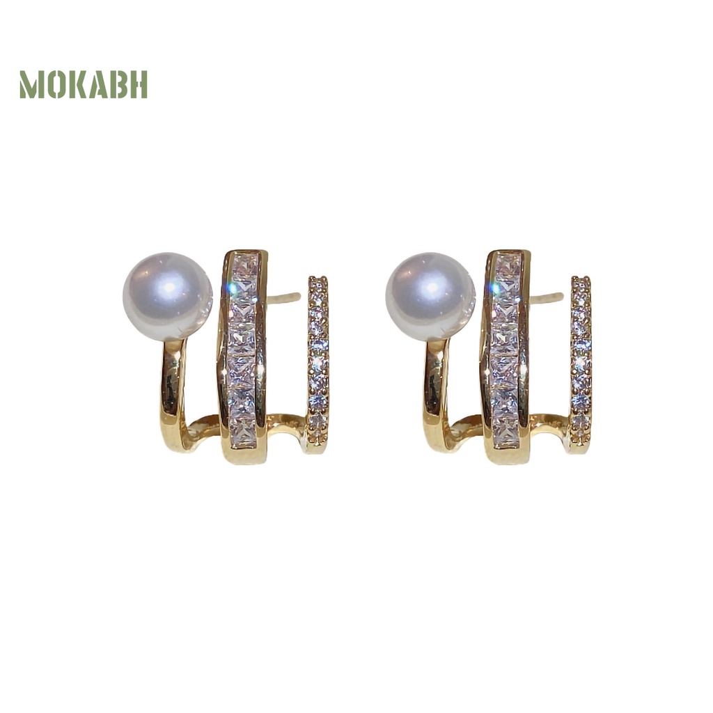 1 Đôi Bông Tai Đính Đá Ngọc Trai Giả Thời Trang Dành Cho Nữ