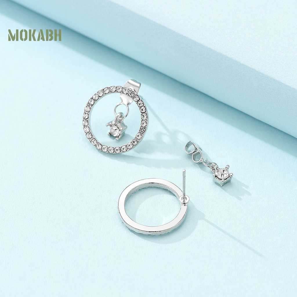 1 Đôi Bông Tai Hình Tròn Đính Đá Lấp Lánh Thời Trang Dành Cho Nữ