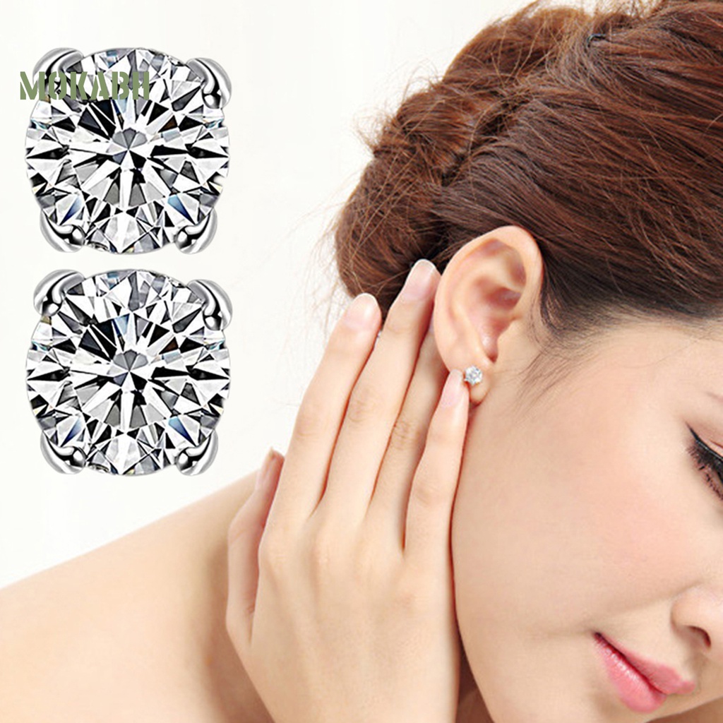 Bông Tai 4 Móng Vuốt Đính Đá Bằng Hợp Kim Không Cần Khoan Lỗ