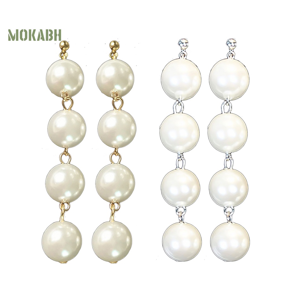 Khuyên Tai Hợp Kim Dáng Dài Đính Ngọc Trai Nhân Tạo Thời Trang