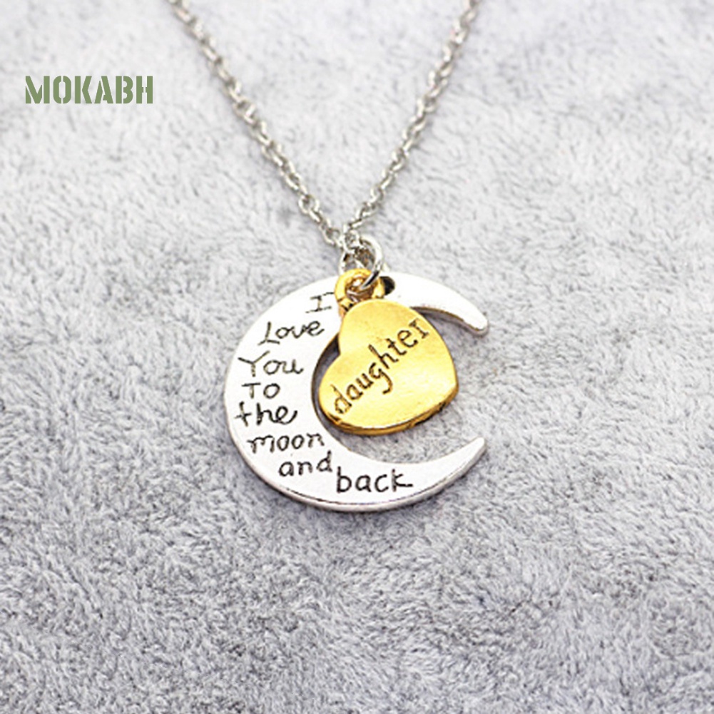 Vòng cổ Mặt Trăng Và Trái Tim Khắc Chữ I Love You Thời Trang Cho Gia Đình