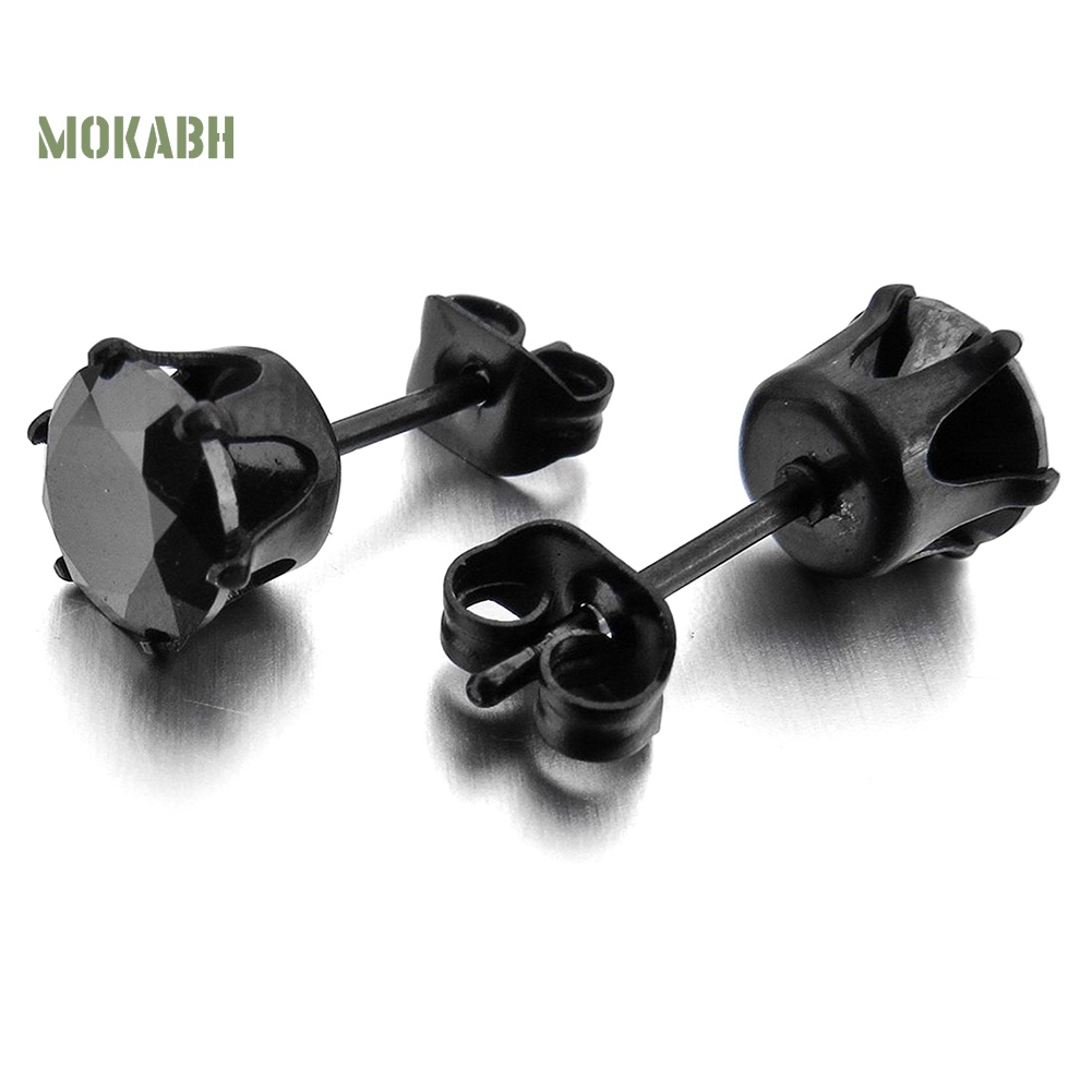 1 Khuyên Tai Đính Đá Đen 6 / 8mm