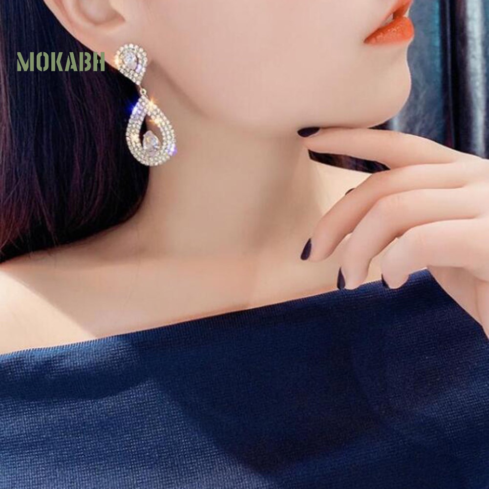 Bông Tai Hình Giọt Nước Đính Đá Hình Trái Tim Thanh Lịch Cho Nữ